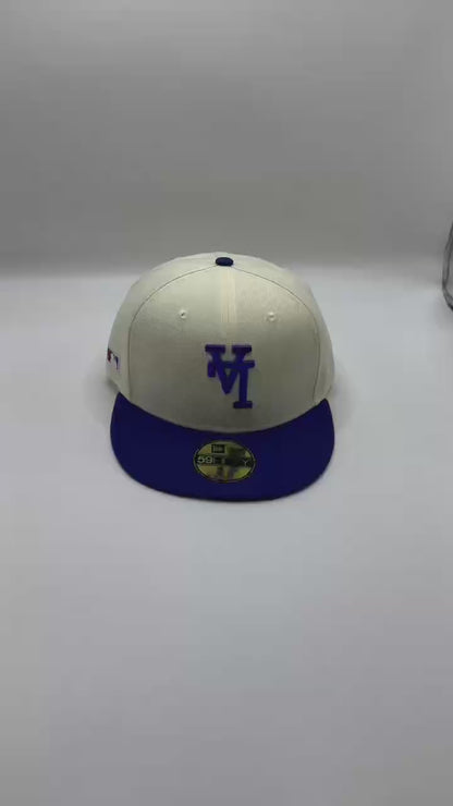 White Blue Dodgers Upside Down Side Batty Fitted