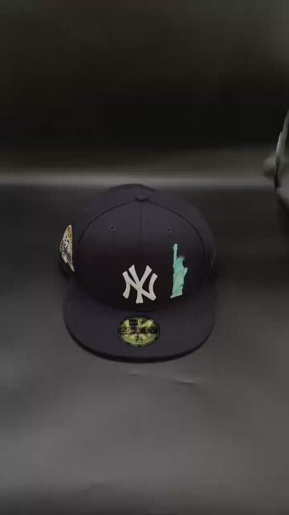 Navy New York Yankees Statue of Liberty 27 Patch Fitted Cap