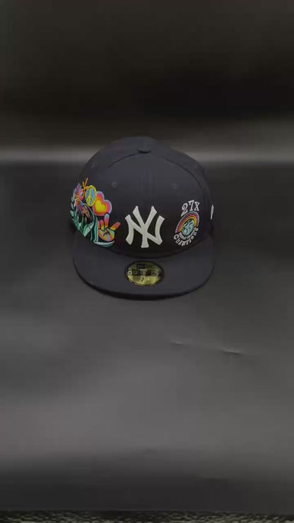 Navy New York Yankees 27x Peace Sign Fitted Cap
