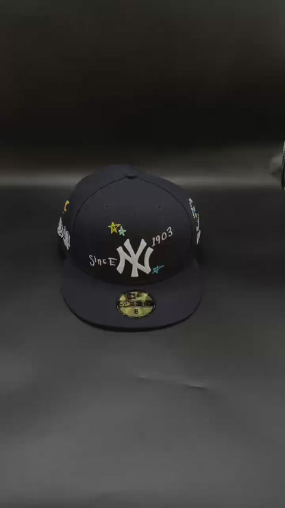 Navy New York Yankees State Outline Fitted Cap
