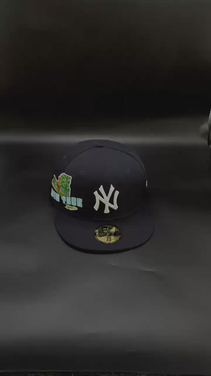 Navy New York Yankees State Outline Fitted Cap