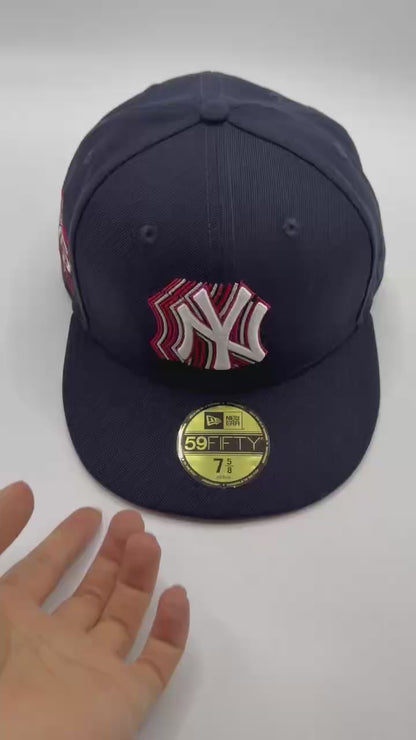 Navy Blue New York Yankees Cascading 75 Years New Era Fitted Hat Cap