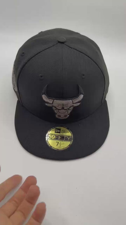 Black Metallic Chicago Bulls 6x Champions New Era Fitted Hat Cap