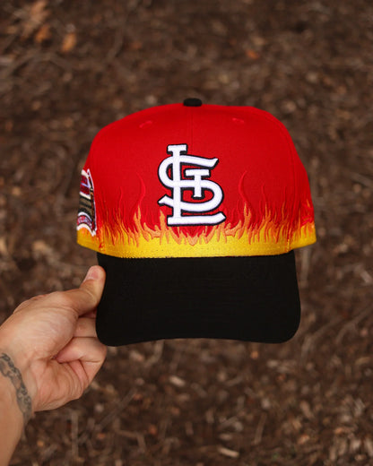 Red St Louis Cardinals Busch Stadium Flames Fitted Hat - view 2