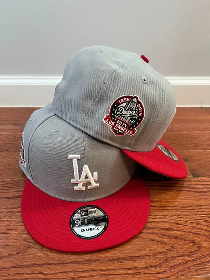 Grey Red Los Angeles LA Dodgers 60th Anniversary Snapback Hat - view 11
