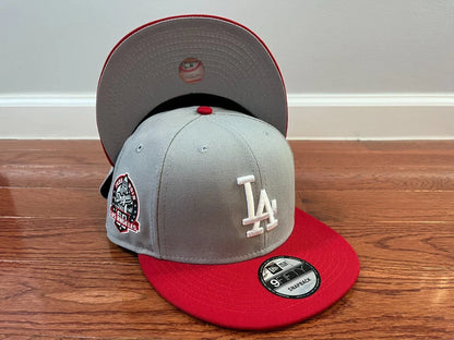 Grey Red Los Angeles LA Dodgers 60th Anniversary Snapback Hat - view 10