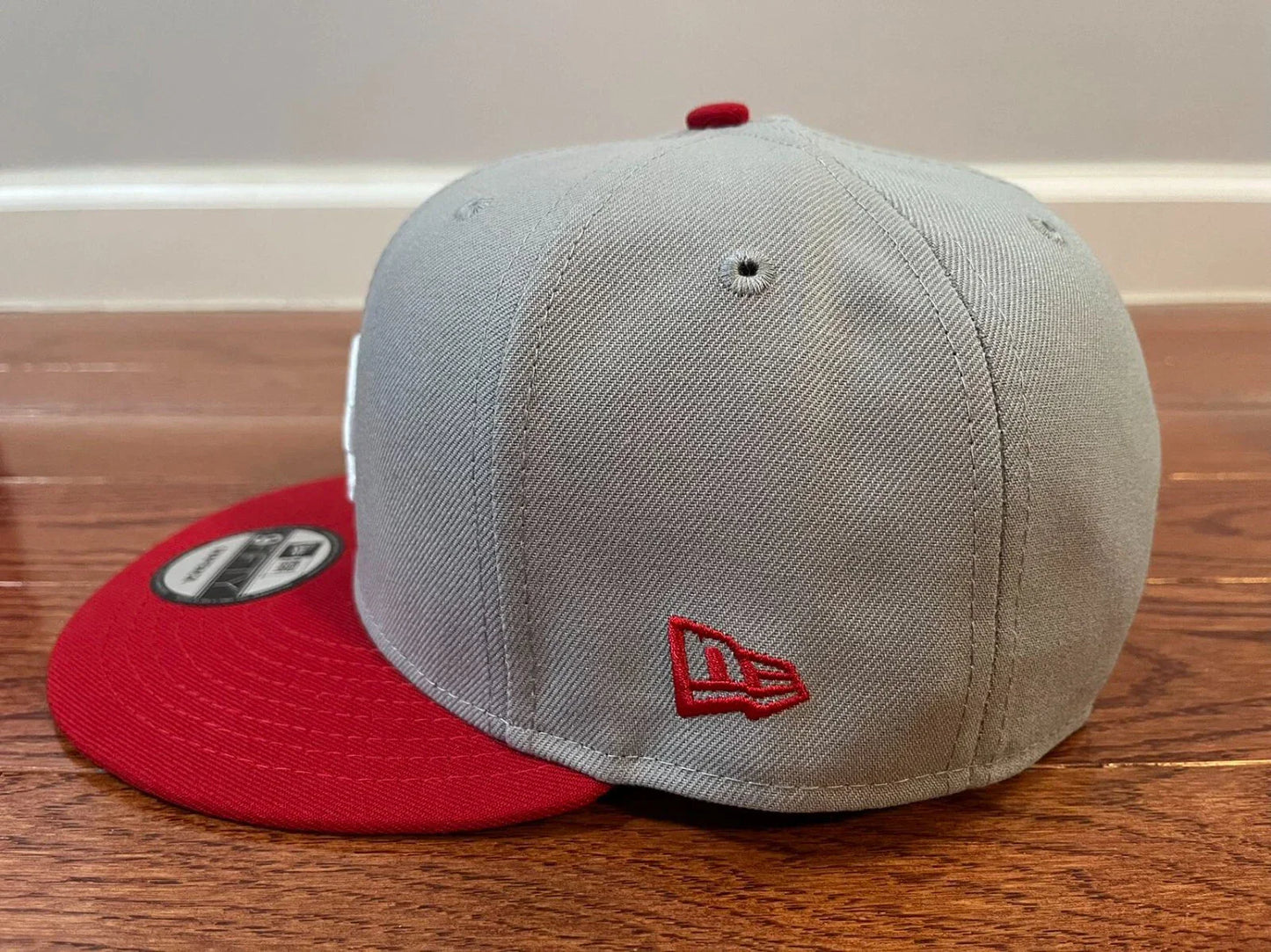 Grey Red Los Angeles LA Dodgers 60th Anniversary Snapback Hat - view 8