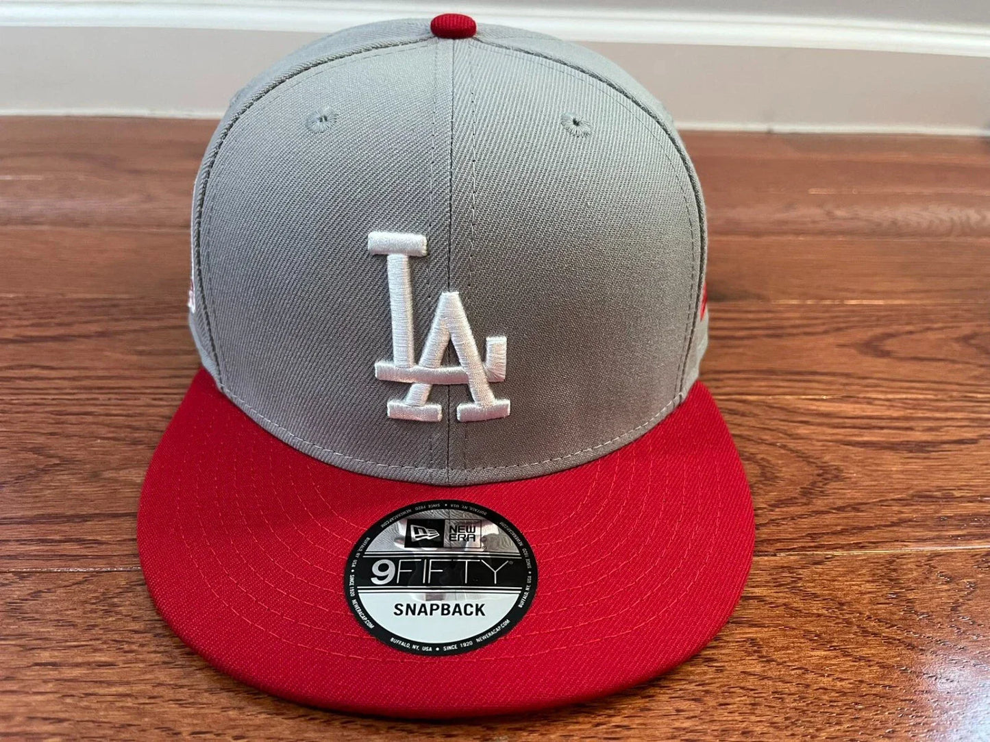 Grey Red Los Angeles LA Dodgers 60th Anniversary Snapback Hat - view 6